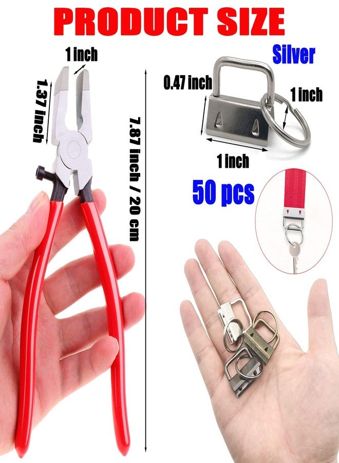 MEILLYOCEAN Key Fob Hardware Set, 50 Pieces, 1 Inch, with Installation Pliers Tool, for Wristlet Keychain, Key Lanyard and Key Chain Making Hardware Supplies - Image 2